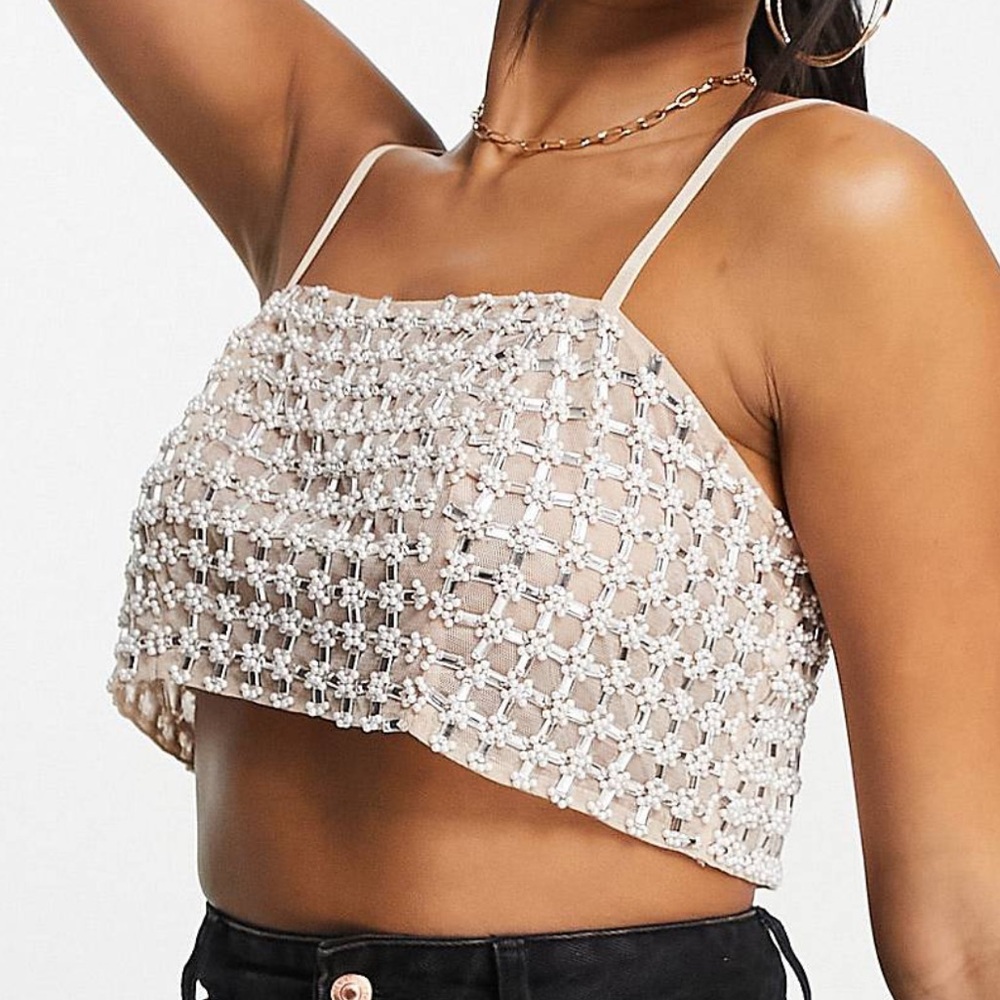ASOS Design Cropped Embellished Cami